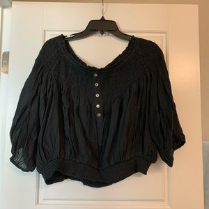Off the shoulder black cropped top